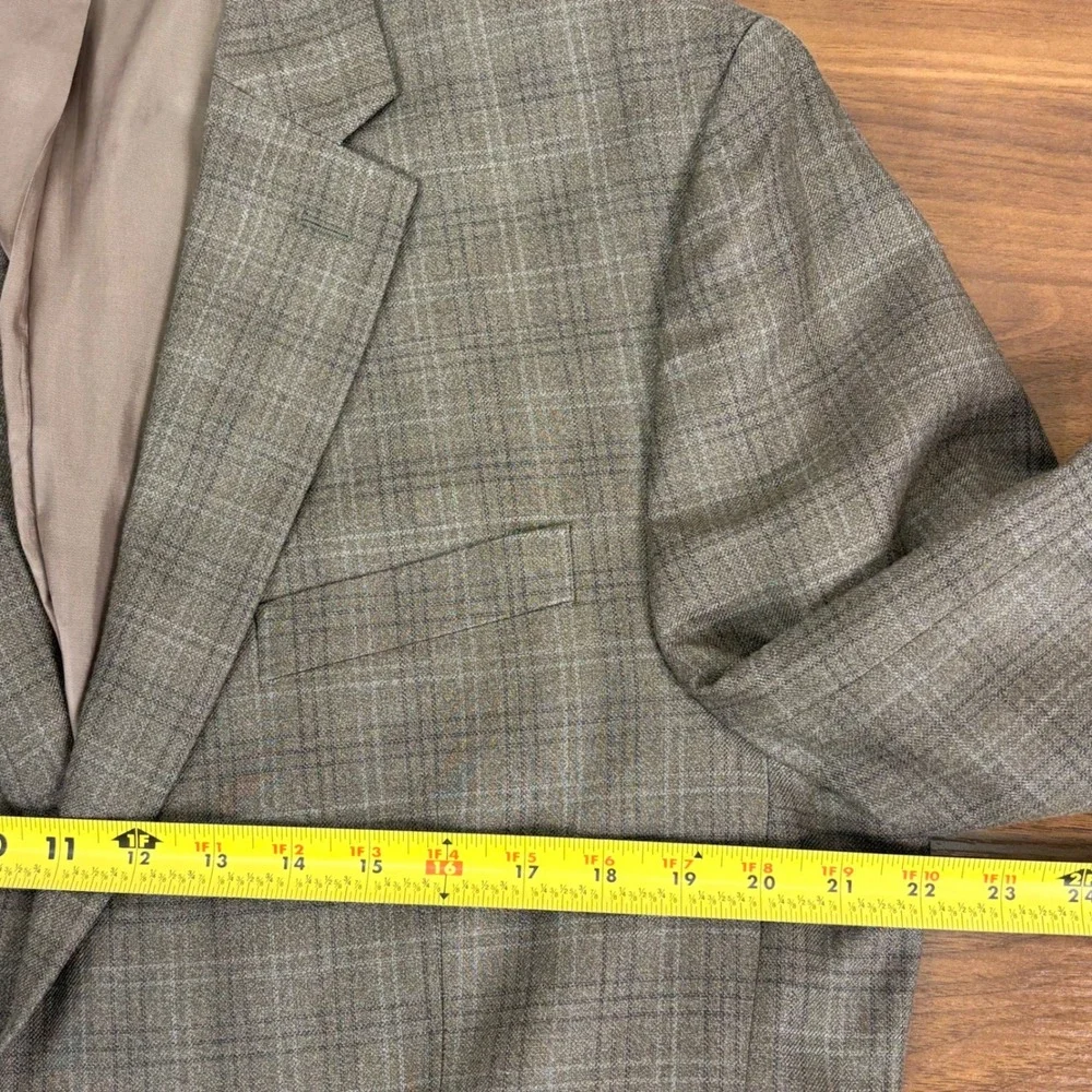 LAUREN Ralph Lauren Men's 42R Beige‎ Plaid Silk Wool Blazer Sport Coat Jacket